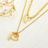 Daiiibabyyy Trendy Bilayer Irregular Heart Pendant Necklace for Women Metal Style Love Beads Chain Chokers Y2K Accessories Fashion Jewelry