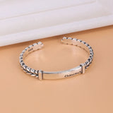 Daiiibabyyy 925 Sterling Silver Letter Wheat Ear Bracelet for Women Jewelry Splicing Retro Design Opening Gift Dropshipping