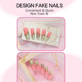 DAIIIBABYYYY  -  24pcs European Long Ballet Fake Nail Patches with Leopard print Press on Nails Full Cover Wearable French Pink False Nail Tips