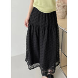 Daiiibabyyy   -  Spring Summer Lace Fairy White Skirts Women Elastic High Waist A-line Long Skirt