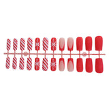 DAIIIBABYYY  -  24pcs Red Matte Fake Nails Christmas Snowflake Stripe Pattern False Nail Tips Wearable 2025 New Year Gifts Press on Nails