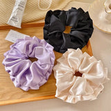 DAIIIBABYYYY  -  Ballet Style Pleated Scrunchies College Student Oversized Hair Tie Ropes Sweet White Black Hairband Purple Rubber Band Headwear