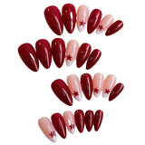 DAIIIBABYYY  -  French Fake Nails Red Five-pointed Star False Nails Full Cover Press on Nail Tips y2k Nail Art Almond Artificial Nail Patches