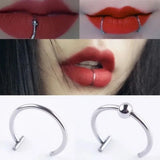 DAIIIBABYYY  -  1Pc Stainless Steel Fake Nose Ring Hoop Septum Rings C Clip Lip Ring Earring Fake Nose Piercing Women Body Jewelry Non-Pierced