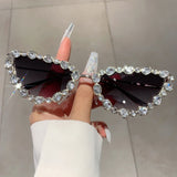 DAIIIBABYYY  - Women Cat Eye Sunglasses with Rhinestones 2024 New Stylish Gradient Mirror Outdoor Shades Trendy Brand Design Sun Glasses