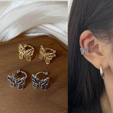 DAIIIBABYYY  -  New Fashion Vintage Metal Hollow Butterfly Ear Clips For Women Girls Cute No Piercing Fake Cartilage Ear Jewelry Party Gifts