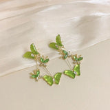 DAIIIBABYYY  -  Retro Butterfly Earrings Green Zircon Long Tassel Pendant Women's Earrings Fashionable Elegant Women Wedding Party High Jewelry