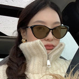 DAIIIBABYYY  -  Retro Frame Cat Eye Sunglasses Women Trendy Vintage Brand Designer Sunglasses Eyewears Punk One Piece Shades Streetwear