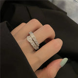 DAIIIBABYYY  -  Steel Fun Luxury Sliver Color Crystal Snake Shape Ring for Women Girl Exquisite Shiny Cubic Zircon Finger Ring Wedding Jewelry