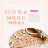 DAIIIBABYYY  -  24pcs Ins 3D Flower Fake Nails Sweet Gradient Yellow Press on Nails Full Cover Wearable Hand-paint French Almond False Nail Tips