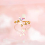 DAIIIBABYYY  -  New Ins Cute Gradient Butterfly Ring For Women Gold-plated Copper Colorful Adjustable Butterfly Rings Fashion Aesthetic Jewelry