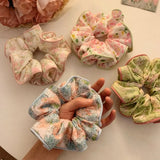 DAIIIBABYYY  -  Elastic Scrunchies Women Flower Hair Band Vintage Ponytail Holder Floral Hair Tie Fashion Hair Rubber Bands Hair Accessories