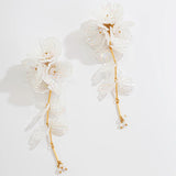 DAIIIBABYYY  -  Elegant Colorful White Scallop Flowers Pendant Earrings for Women Exaggerated Long Drop Earrings Party Dinner Jewelry