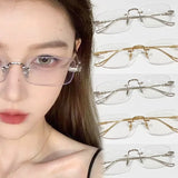 DAIIIBABYYY  -  2024 Square Rimless Anti-Blue Light Glasses Women Men Summer Silver Frame Optical Spectacle Eyeglasses Computer Reading Eyewear