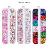 Daiiibabyyy Nail Sequins Irregular Heart Laser Sparkly Butterfly Design Nail Art Decoration Set Nail Glitter Flakes for UV Gel Manicure