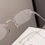 DAIIIBABYYY  -  2024 Square Rimless Anti-Blue Light Glasses Women Men Summer Silver Frame Optical Spectacle Eyeglasses Computer Reading Eyewear