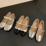 DAIIIBABYYY  -  2024 SliveSpring New Women Flat Shoes Fashion Gold Ladies Round Toe Sahllow Ladies Elegant Mary Jane Shoes Soft Dress Ballerinas