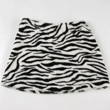 DAIIIBABYYY  -  Zebra Stripes Faux Fur Short Skirt Winter Stylish Women Y2K Bodycon Skirts Party Clubwear Vintage 2000s Costume Sexy