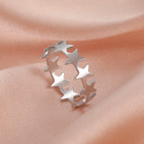 DAIIIBABYYY  -  Five pointed star ring stainless steel women's minimalist fashion ring accessories jewelry anniversary gift