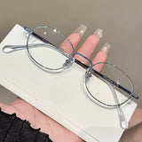 DAIIIBABYYY  -  Fashion Small Oval Glasses Women Girls Gold Silver Metal Elliptical Frame Eyeglasses Y2K Vintage Anti Blue Light Reading Eyewear