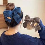 Daiiibabyyy Fashion Winter Solid Lamb Wool Bowel Hair Rings Knitted Wool Bow Hair Tie for Girls Hair Accessories