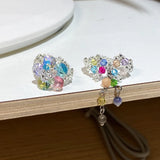 DAIIIBABYYY  -  Y2K Aesthetics Colorful Crystal Beaded Tassel Ring for Women Sweet Cute Girls Charm Elastic Rings Korean Fashion Jewelry Gifts