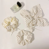 DAIIIBABYYY  -  New Fashion Polka Dot White Hair Ties Ropes Female Elegant Temperament Lace Scrunchies Square Pocket Style Hair Bands Headwear