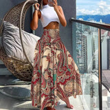 Daiiibabyyy High Quality Women's Clothing Bohemian Printed Elastic Waistband Mid Length Skirt Half Length Skirt Falda Sexy Mujer Boho Y2k