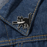 Daiiibabyyy Creative Cartoon Black Cat Modeling Pop-Enamel Pin Lapel Badges Brooch Cute Little Duck Jewelry Brooches Man Women Gift