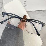 DAIIIBABYYY  -  Metal Myopic Glasses Frames Female Round Face Half-frame Male Eyeglasses Frame Anti Blue Light Glasses Computer Goggles Fashion