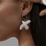 DAIIIBABYYY  -  New Metal Geometric Round Ear Hoop White Peace Dove Earrings For Women European American Style Personality Jewelry Gift