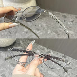 DAIIIBABYYY  -  Women Rhinestone Sunglasses Stylish Oval Sun Glasses Vintage Round Black Shades Men Bling Diamond Glasses Luxury Design Eyewear