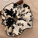 DAIIIBABYYY  -  New Vintage Print Bow Ink Skirt Elastic Scrunchie Headband Elegant Fashion Lady Ponytail Streamer Hair Rope Hair Accessories