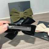 DAIIIBABYYY  -  Vintage Autumn Winter New Suede Temperament Velvet Fabric Bow Hair Clip Duck Beak Clip Hair Accessories