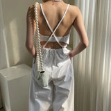 DAIIIBABYYY  -  Elegant Sexy Jumpsuits Zipper Women Sleeveless Loose Trousers Wide Leg Pants Rompers Holiday High Waisted Backless Overalls