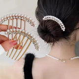 DAIIIBABYYY  -  Elegant Pearl Hair Combs Hairpin for Women Luxury Crystal Bun Decor Wedding Bridal Hair Claw Clips Hair Jewelry Accessories