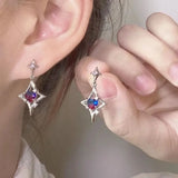 DAIIIBABYYY  -  Personality Design Purple Star Crystal Drop Dangle Earrings for Women Charm Heart Zircon Stud Earring Cute Jewelry Accessories