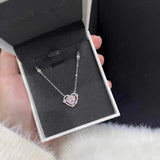 Daiiibabyyy New 925 Sterling Silver Luxury Zircon Sweet Heart Pendant Necklaces For Women Designer Jewelry Gift Female Jewelry Free Shipping