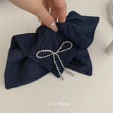 DAIIIBABYYY  -  Advanced minimalist denim headband Korean niche bow minimalist temperament back of the head bun headband new hair accessory