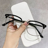 DAIIIBABYYY  -  Semi Rimless Square Glasses Women Men Metal Half Frame Computer Reading Eyeglass Anti Blue Light Eyewears Goggle Spectacle