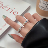 DAIIIBABYYY  -  Steel Fun Jewelry Y2K Colored Zircon Rings for Women Irregular Matte Silver Finger Ring Personality Hip Hop Girls Accessory Gift