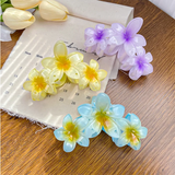 DAIIIBABYYY  -  Korean New Fashion 11cm Large Plumeria Candy Colored Flower Hair Clip Simple Plumeria Plastic Shark Clip Hair Accessories