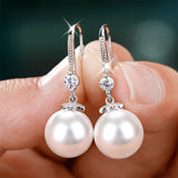 Exquisite Fashion Silver Color Water Imitation Pearls Drop Earrings for Women Shiny Red Green Round Imitation Pearls Earrings daiiibabyyy