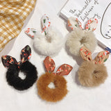 Fashion Fluffy Faux Fur Furry Scrunchie Elastic Solid Hair Ring Rabbit Ear Hair Ring Christmas Hair Ring Simplicity Headwear daiiibabyyy