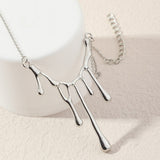 New Fashion Design Geometric Lava Droplets Irregular Necklaces Pendant Simple Silver Color Thin Chain For Women Necklace Jewelry daiiibabyyy