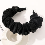 Daiiibabyyy Solid Color Slik Shiny Pleated Hairband for Women Fashion Scrunchy Headband Black Green Ruched Hair Loop Female Hair Accessories