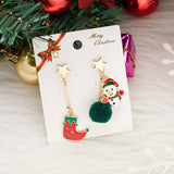 2021 Trendy Creative Asymmetry Christmas Drop Earrings For Women Santa Claus Snowman Fur Ball Dangle Earring Girls Party Jewelry daiiibabyyy