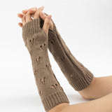 New Warmer Winter Women Gloves Stylish Hand Gloves Girl Arm Crochet Knitting Hollow Heart Mitten Warm Fingerless Gloves daiiibabyyy