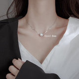 2021 Sale Imitation Pearl Of Love Silver Color Pendant Necklaces Clavicle Chains necklace Fashion Chain Necklace Women Jewelry