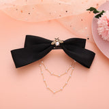 New Elegant Bow Pearls Chain Barrettes Hairpins For Women Rhinestone Spring Hair Clips Ribbon Headband Ponytail Hair Accessories daiiibabyyy